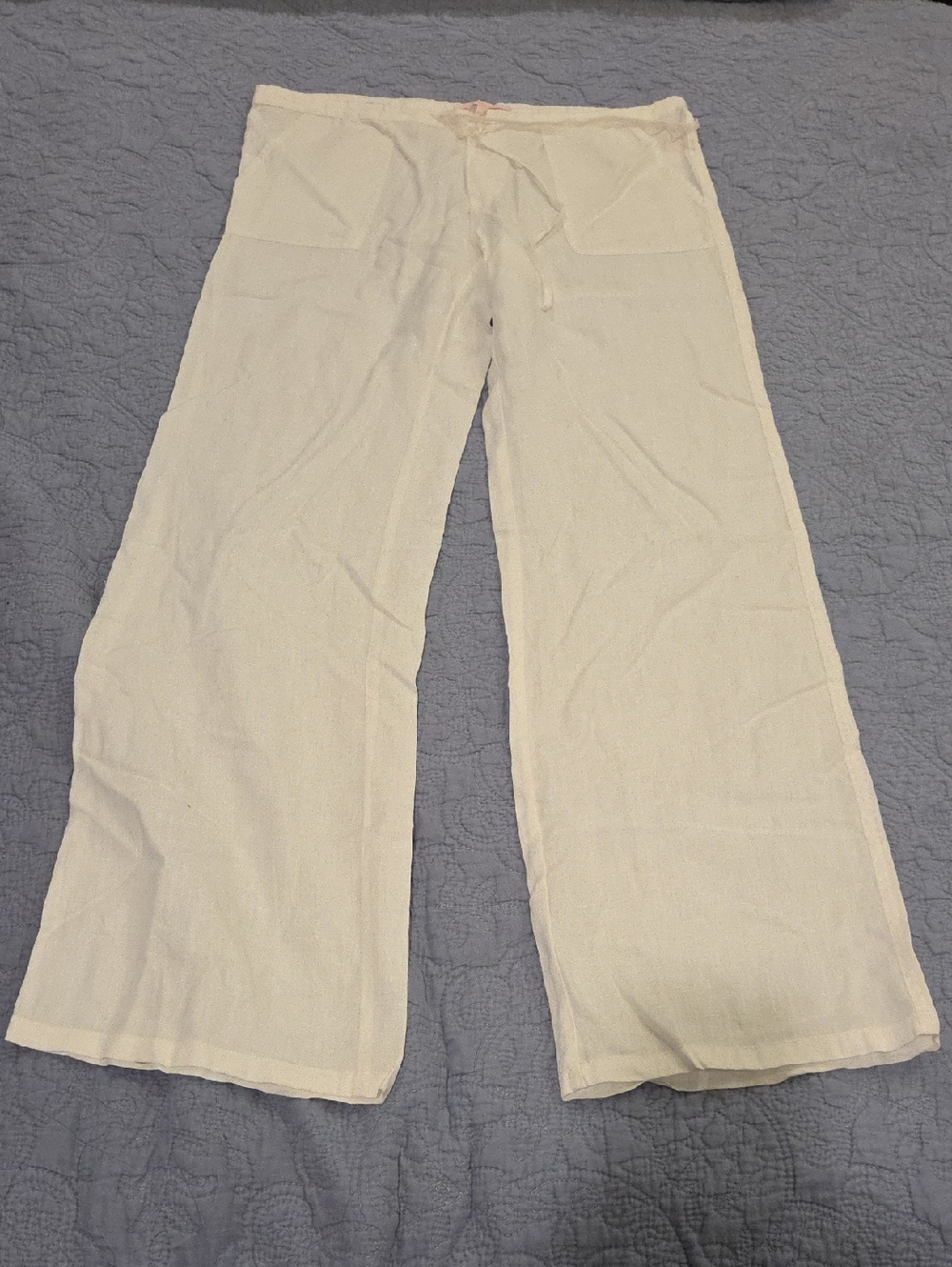 Victoria's Secret Lightweight Cream Wide-Leg Lounge Pants
